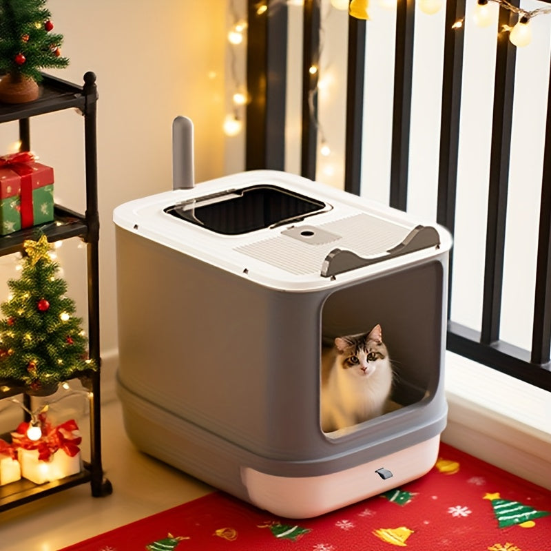 Grande litière fermée pour chat avec couvercle - Conception couverte pour le contrôle des odeurs et une grande intimité, toilette pour chat moderne et facile à nettoyer pour plusieurs chats, inclut des sacs poubelle, meuble litière pour chat extra large