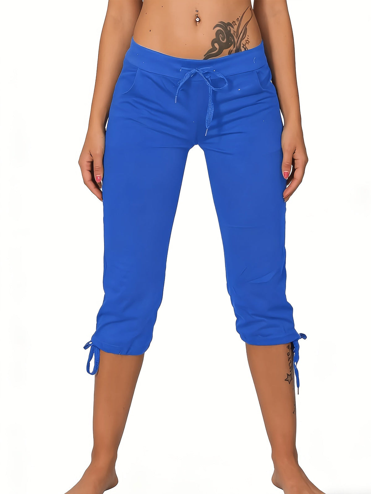 Lot de 4 pantalons courts légers pour femme – Pantacourts amples à taille cordon, bas d'été décontractés et respirants, tailles S-XXL, assortiments de couleurs variés