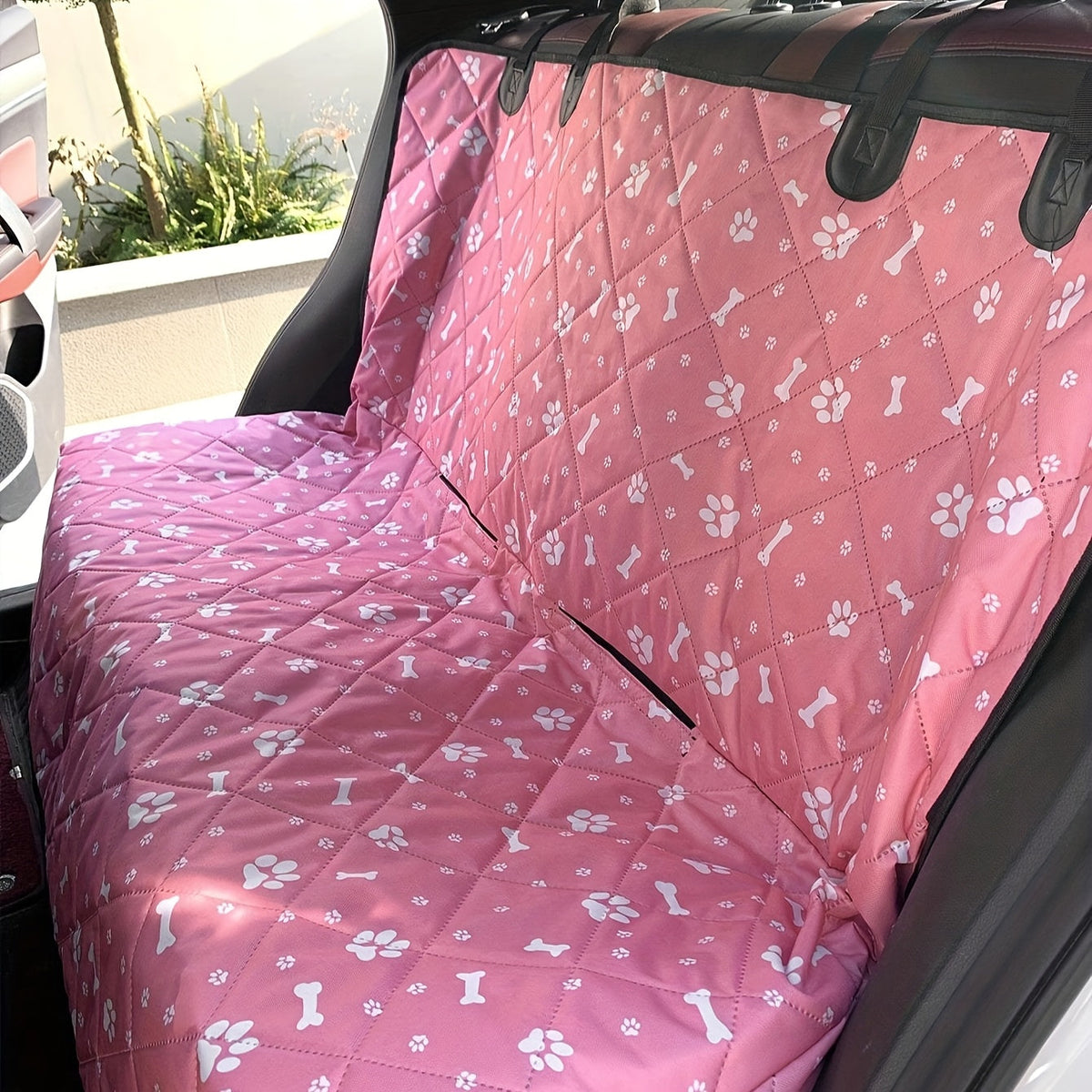 Tapis de protection de siège arrière pour animaux de compagnie - Housse de siège auto imperméable et épaisse pour chien, protection anti-rayures pour banquette arrière, accessoire de voiture motif pattes roses pour propriétaires de chiens