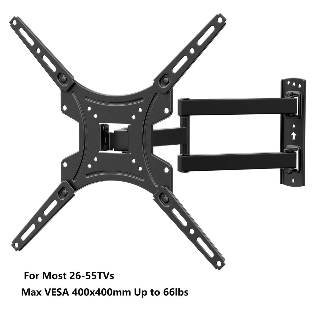 Support mural articulé pour TV 37-75 pouces, double bras, pivotant, inclinable, rotatif, VESA 600x400mm, capacité 60 kg, pour téléviseurs OLED/LCD/LED plats et incurvés, extension de 61 cm