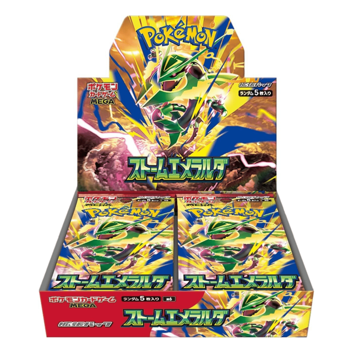 Boîte de boosters Pokémon Storm Emeralda M6 - Série Mega japonaise (30 paquets / 5 cartes par paquet) | Scellé d'usine JCC JP | Méga Rayquaza Méga Sarmuraï Raikou | Sortie 2026