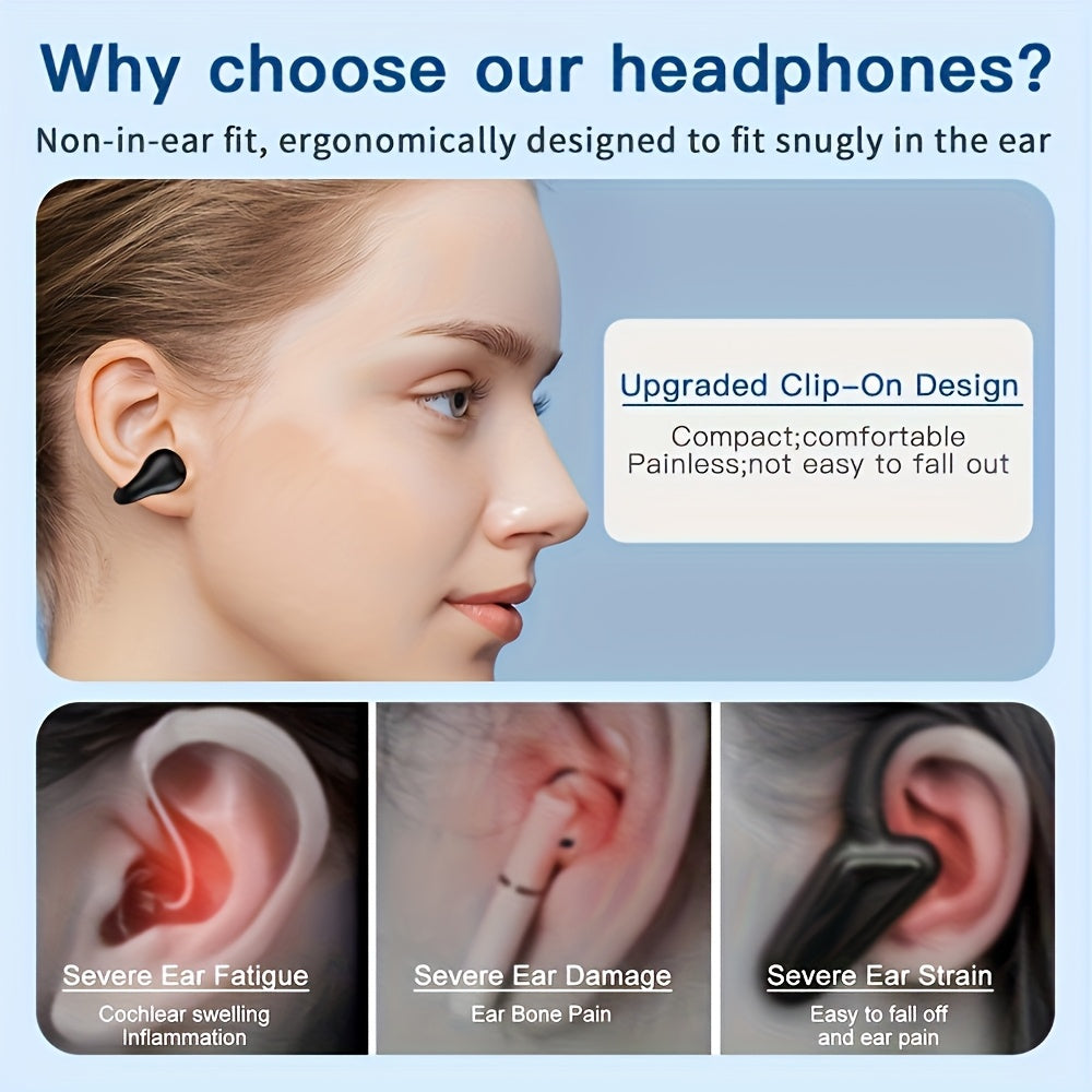 Écouteurs sans fil à conduction ouverte Bluetooth 5.4 TWS, perception ambiante à 360 degrés, appels clairs ENC, commandes tactiles, confort toute la journée, écouteurs de sport et de fitness, maintien sûr, conception véritablement ouverte