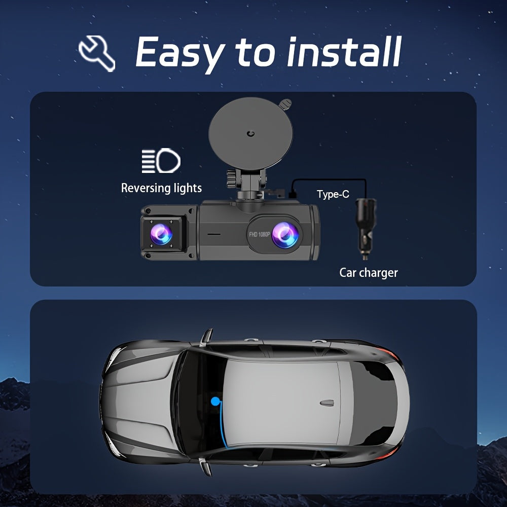 Dash Cam S2N 1080P HD double caméra avant et arrière avec ADAS, vision nocturne, capteur G, enregistrement en boucle, mode parking 24h, grand angle 170°, écran IPS 2", enregistreur vidéo pour voiture, carte SD non incluse