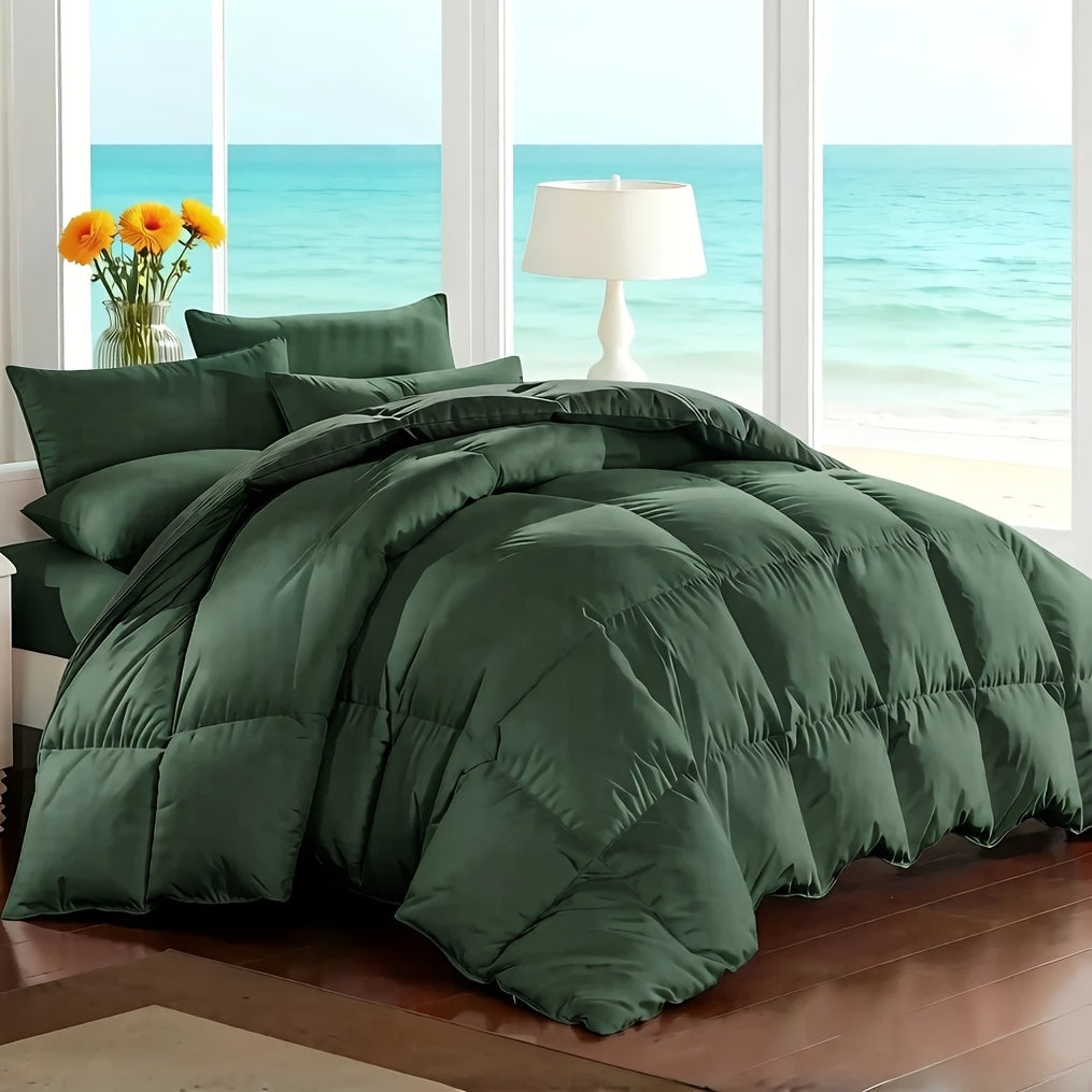 Ensemble de literie 7 pièces pour lit Queen/King – Parure de lit en microfibre douce à plis pincés, comprenant une couette, un drap-housse, un drap plat et 4 taies d'oreiller, ensemble de literie toutes saisons pour la maison et le dortoir