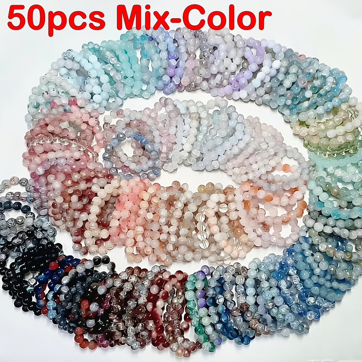 Ensemble de bracelets bohèmes en perles pour femmes, 30, 50, 80 pièces, perles en verre colorées, bracelets vintage empilables style bohème, assortiment aléatoire pour fêtes décontractées, vacances, accessoires de bijoux