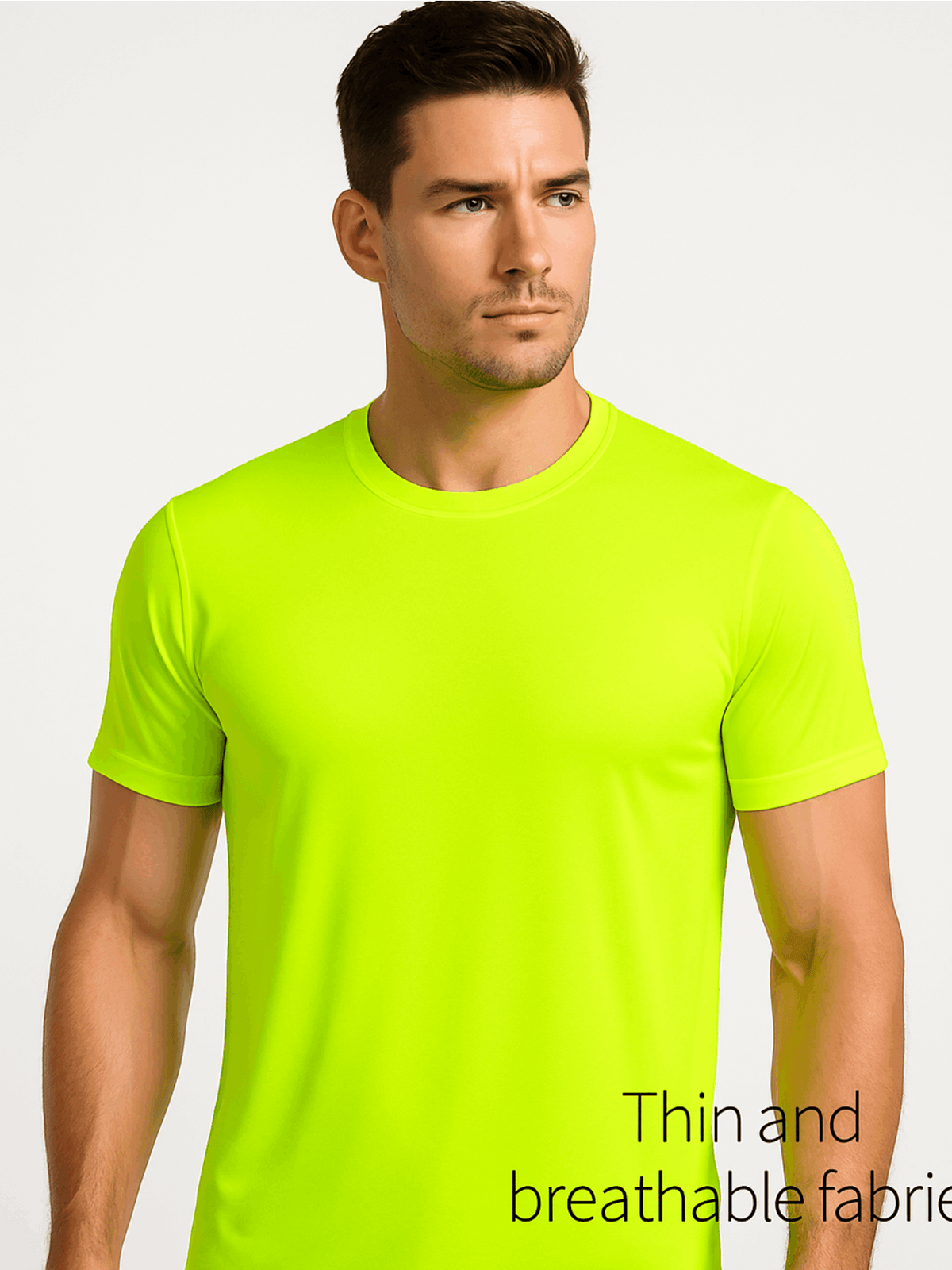 Lot de 5 chemises de travail de sécurité pour hommes UPF 50+ – T-shirts de performance respirants à séchage rapide pour les travaux en extérieur, jaune fluorescent haute visibilité, S-XXXL, cadeau pour papa