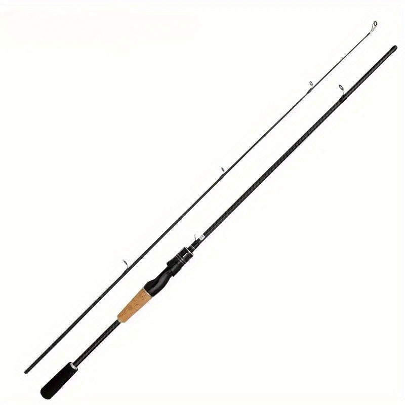 Canne à pêche en fibre de carbone 180 cm avec poignée en bois – Canne casting légère à deux sections, action moyenne, pour toutes les eaux, pêche au bar en eau douce et en mer, pour hommes et femmes
