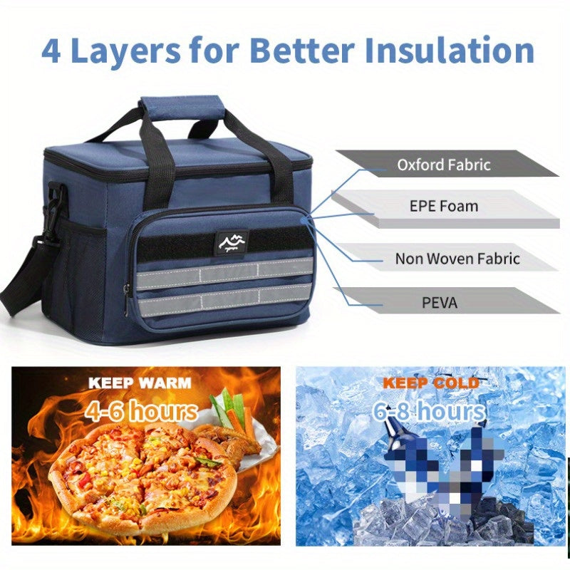 Sac isotherme grande capacité, étanche et portable pour pique-nique, camping, plage et déjeuner, sac isotherme souple et résistant avec isolation épaisse - Noir, bleu marine, gris, kaki