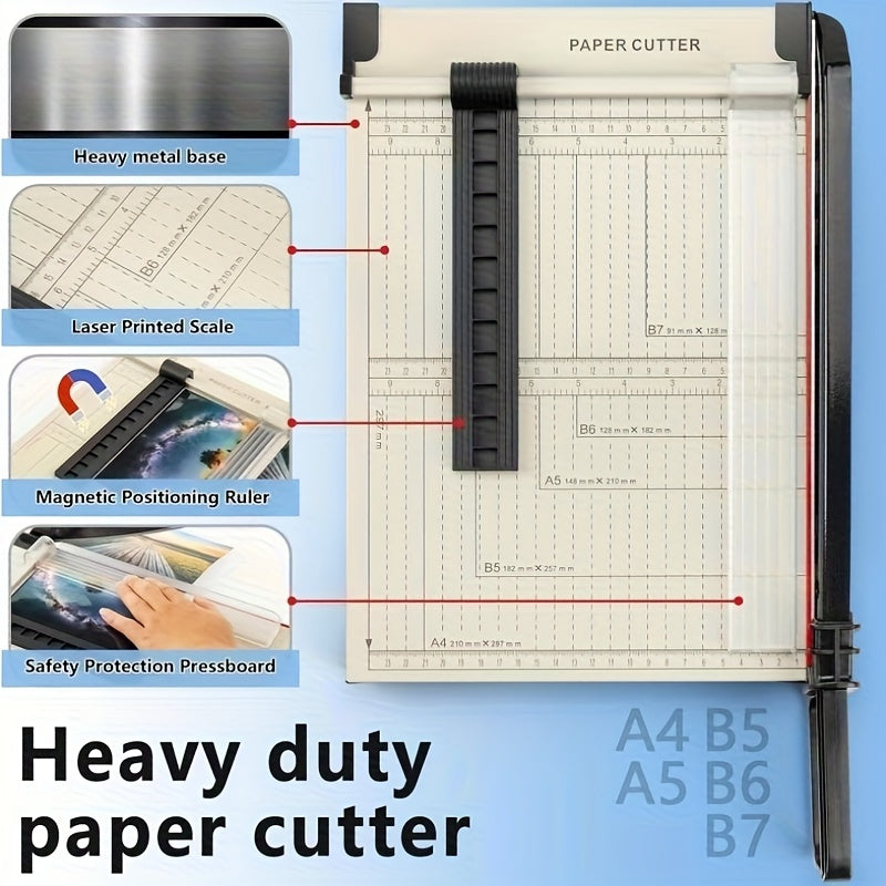 Massicot robuste de 12 pouces avec protection de sécurité, arrondisseur d'angles, grille de précision pour photos, papier cartonné, scrapbooking, documents de bureau et travaux manuels