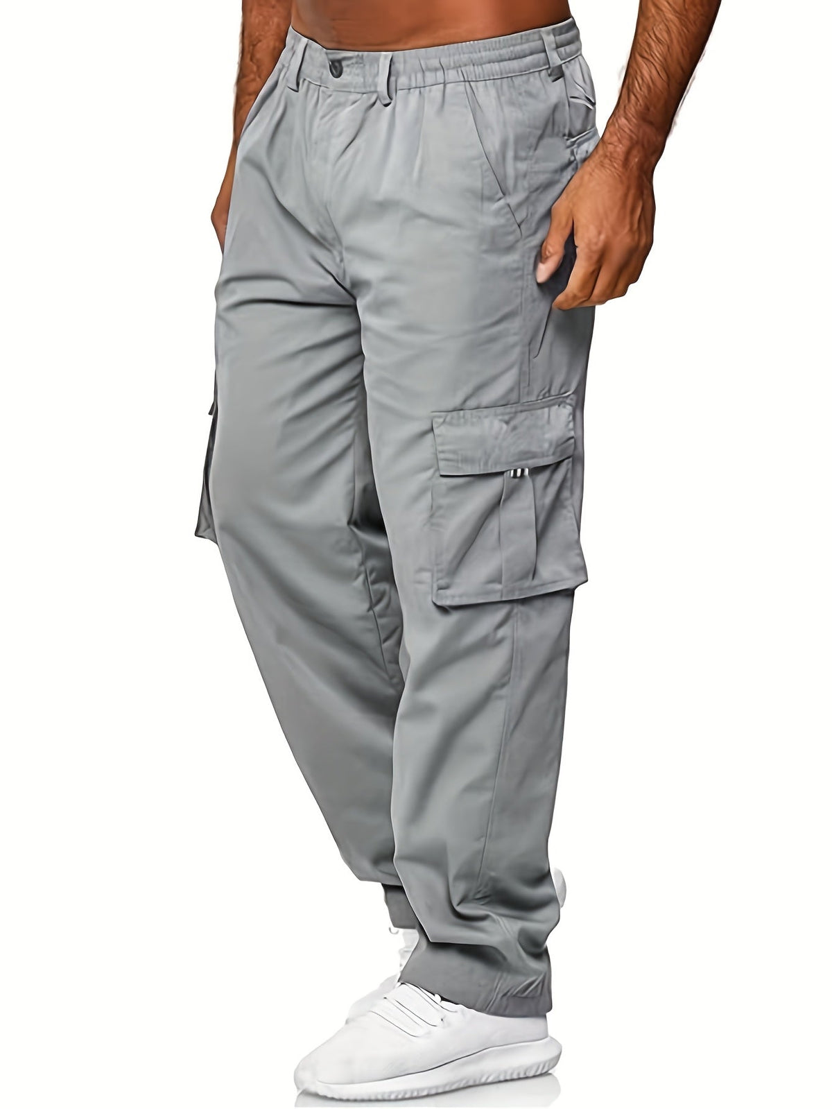 Lot de 3 pantalons cargo pour homme, coupe droite multipoches – Pantalon de randonnée en polyester tissé uni pour le printemps et l'automne, tailles S à XXXL, 9 combinaisons de couleurs