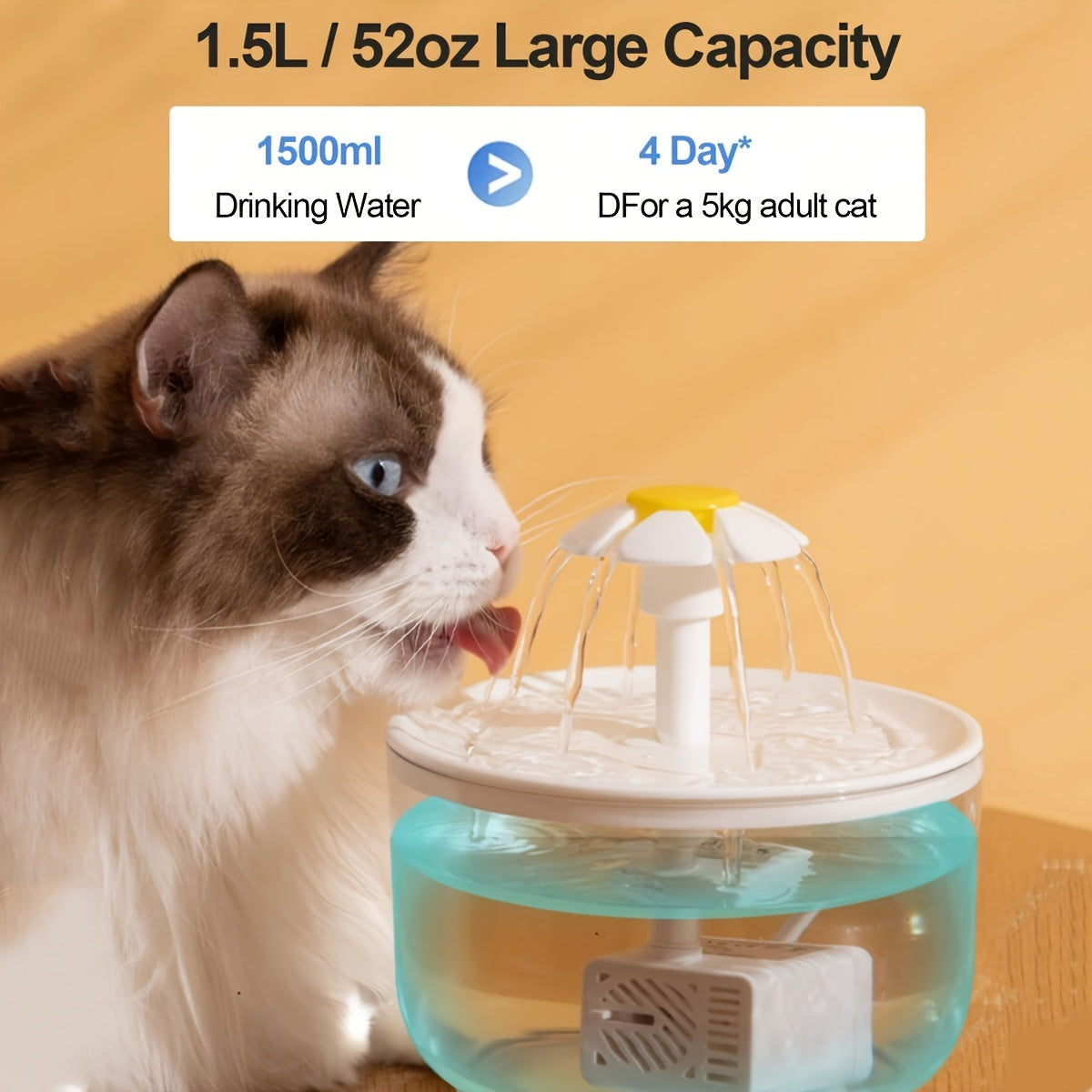 Fontaine à eau pour animaux 1,5 L, silencieuse, alimentée par USB, sans BPA - Fontaine automatique pour chats et petits animaux, facile à nettoyer, sans pile, distributeur d'eau filtrée fraîche en continu