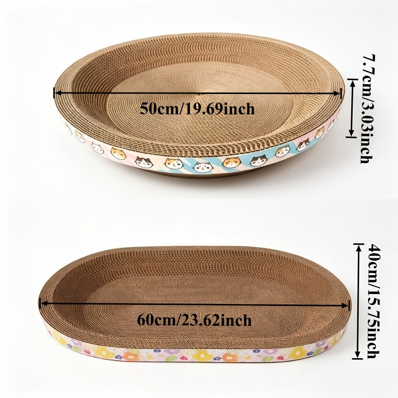 Griffoir et salon pour chat en forme de nid – Jouet à gratter ovale en carton avec design de bol de repos confortable, 60 × 40 cm, nid à gratter durable pour chats et chatons d'intérieur