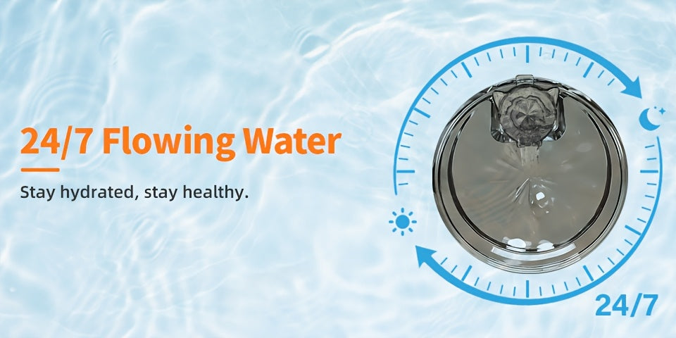 Fontaine à eau pour animaux en acier inoxydable 7 L (236 oz) – Distributeur d'eau automatique pour chats et chiens avec filtres de rechange, alimenté par USB et fenêtre de niveau d'eau – Modèle FT007