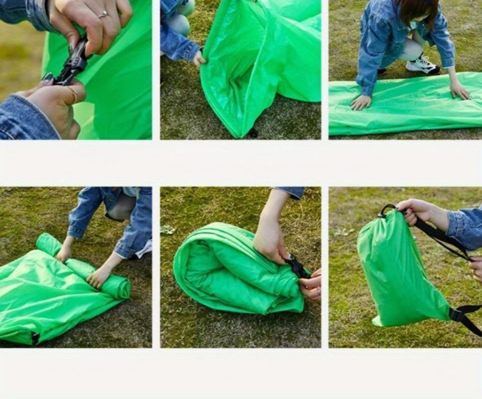 Canapé gonflable portable et fauteuil inclinable pour l'extérieur – Transat robuste semblable à un lit, gonflage et dégonflage rapides, léger et compact pour le camping, la plage, le jardin et les voyages, aucune pompe nécessaire