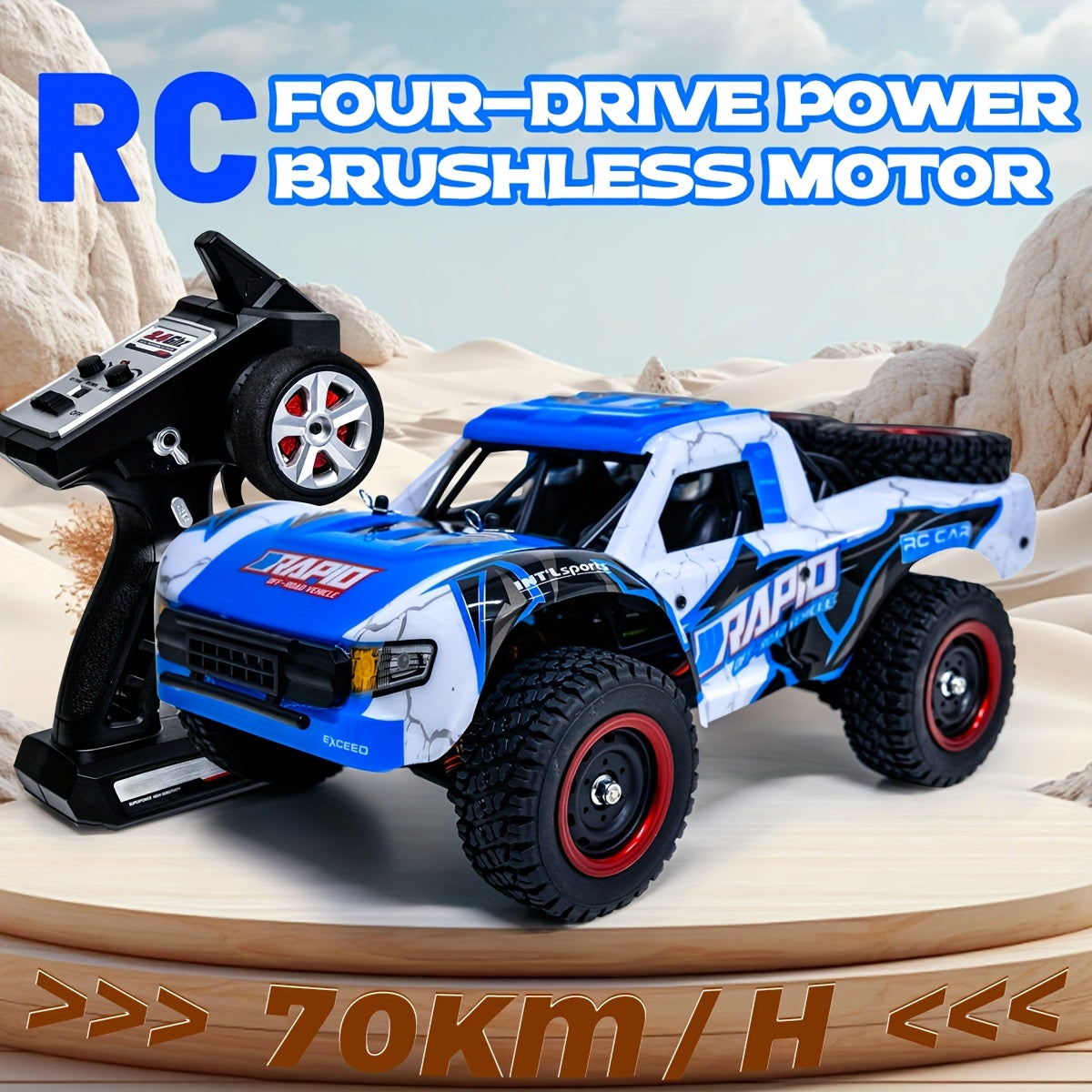 Voiture radiocommandée tout-terrain 4WD à l'échelle 1:14 – Moteur brushless PRO 50-70 km/h ou moteur à balais 38 km/h – Camion télécommandé quatre roues motrices pour adultes et enfants