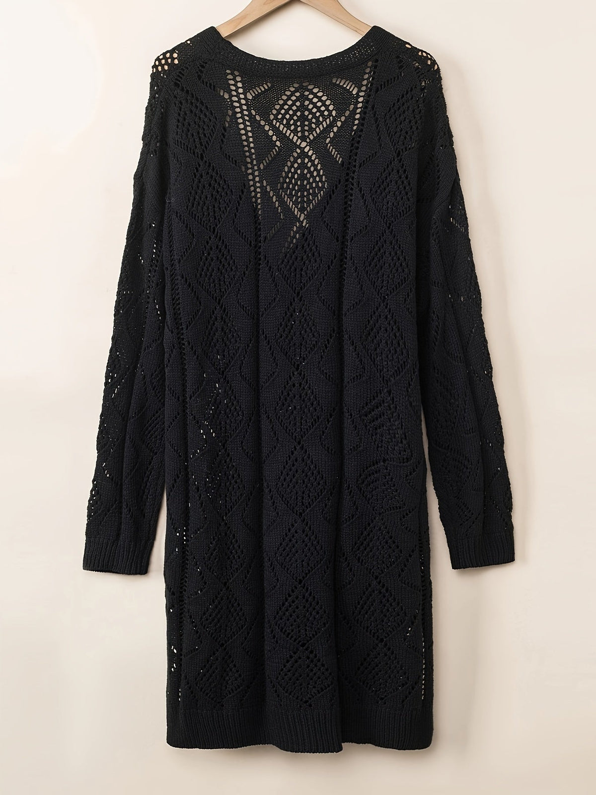 Gilet en tricot ouvert pour femme, manches longues, coupe ample drapée | Haut à col en V, épaules tombantes, idéal pour la superposition automne-printemps, abricot noir S M L XL XXL