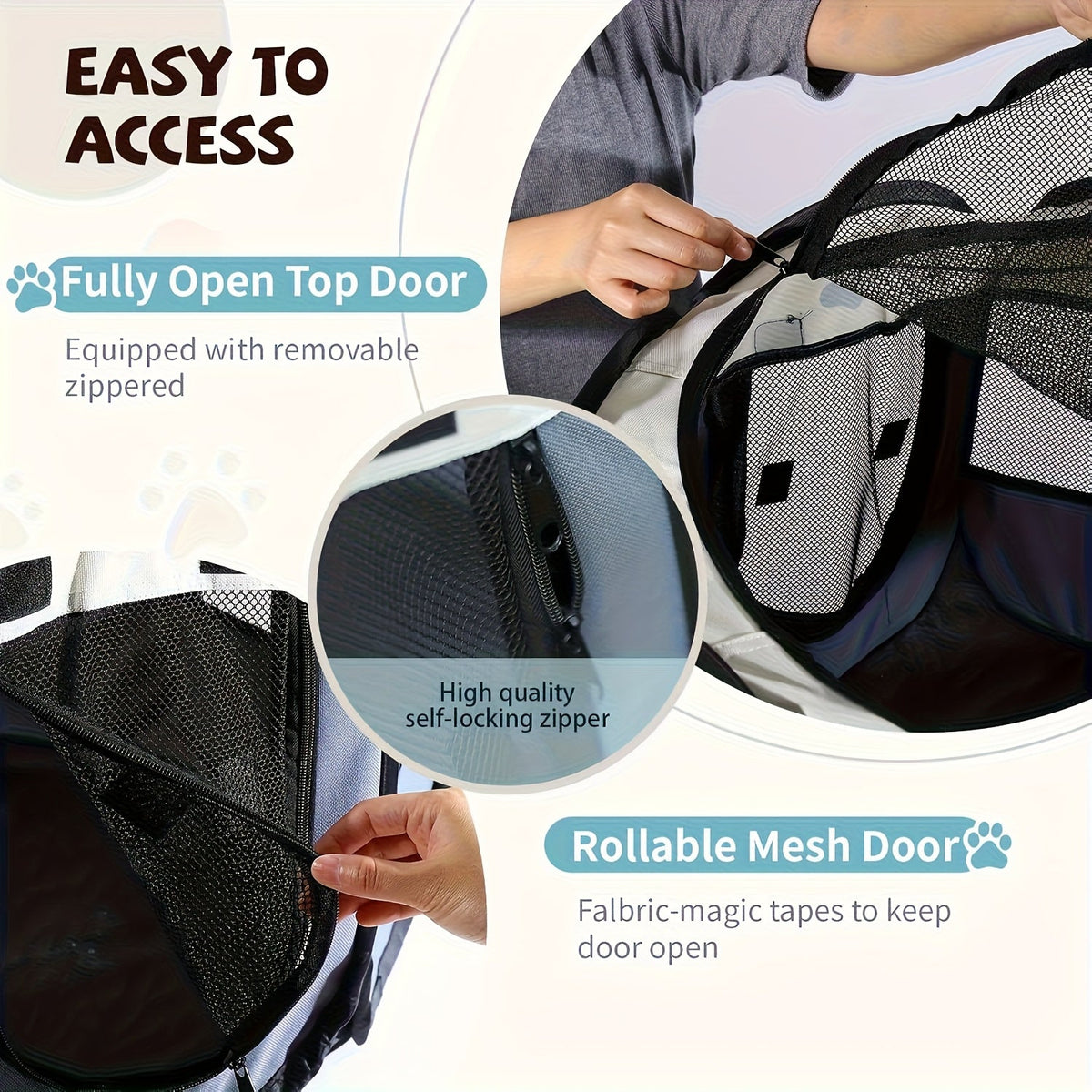 Enclos pliable octogonal pour animaux, niche toutes saisons et lit pour chat – Cage pour chiens et chats en tissu Oxford résistant aux rayures, parc portable pliable pour intérieur, extérieur, camping et voyage