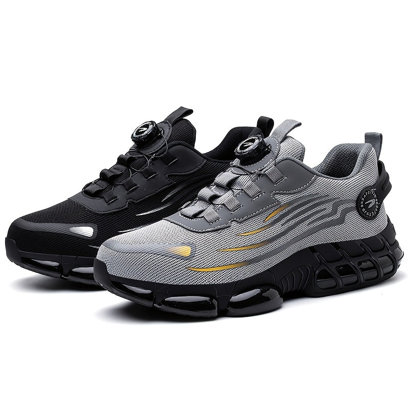 Chaussures de sécurité à embout en acier pour hommes, antidérapantes, respirantes, baskets à embout composite, bottes de travail de construction résistantes à l'abrasion, noir/gris foncé, US 6-11
