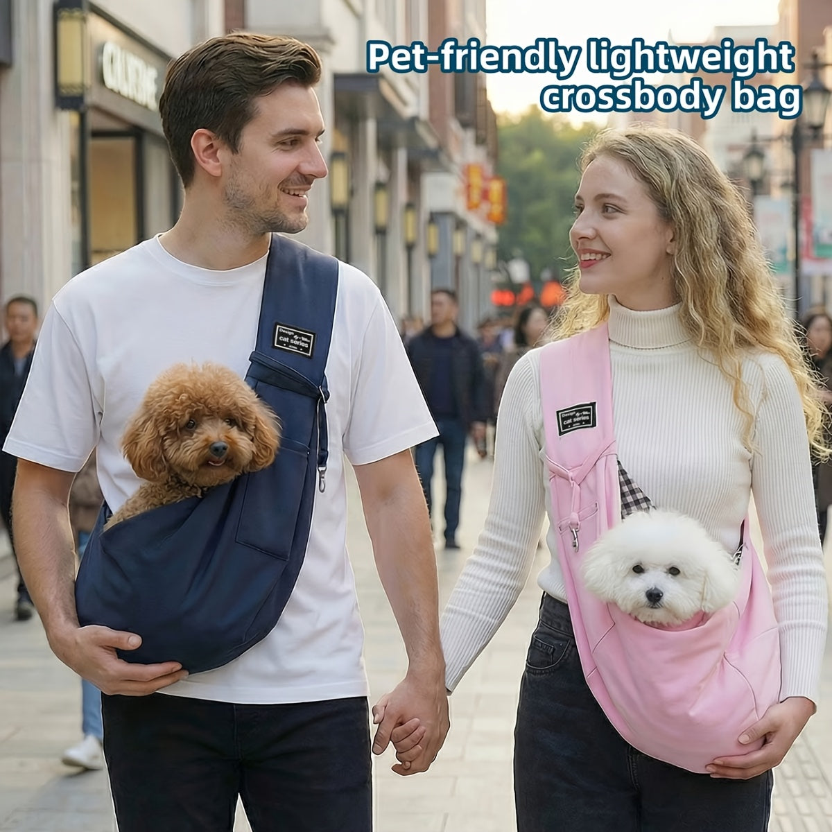 Sac de transport pliable et léger pour animaux – Sac bandoulière respirant pour petits chiens et chats, sac de transport portable pour randonnées, courses, visites chez le vétérinaire et aventures quotidiennes