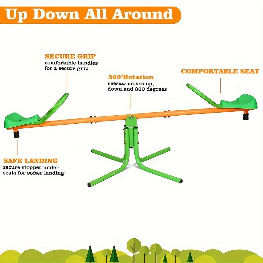 Balançoire à bascule rotative à 360 degrés pour extérieur, voiture à bascule 2 places et 4 places, équipement de terrain de jeu robuste en métal pour jardin, jeu d'extérieur tournant pour enfants, cadeau d'anniversaire pour garçons et filles