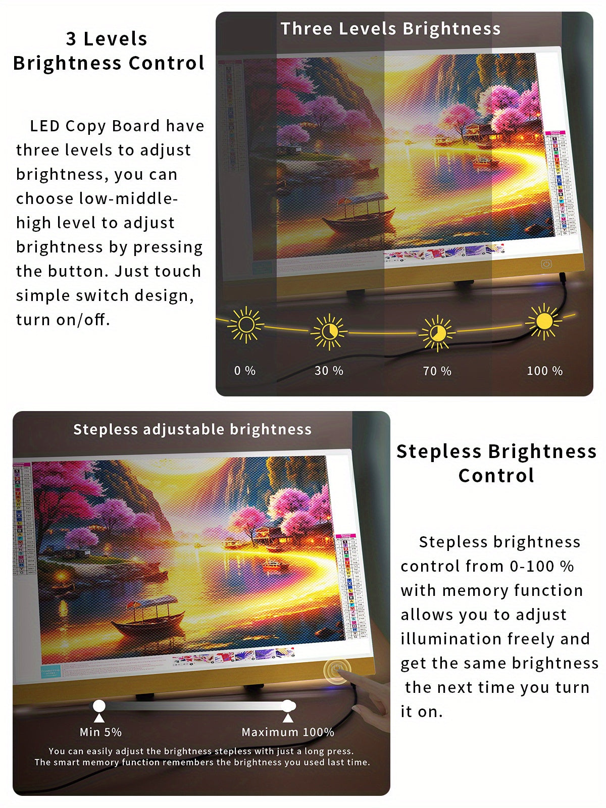 Tablette lumineuse de traçage LED A2 – Table lumineuse ultra-fine à contrôle tactile variable pour peinture au diamant, croquis, animation, transfert de tatouage et streaming, alimentée par USB, LED respectueuses des yeux, compatible Mac/PC | Velora
