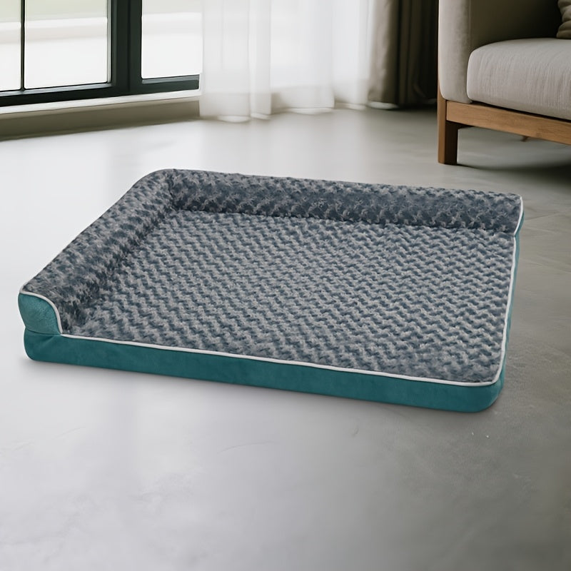 Canapé-lit pour grand chien en forme de L – Canapé pour animaux en tissu tricolore avec housse amovible et base antidérapante, lit orthopédique pour un sommeil profond, pour chiens de grande et moyenne taille