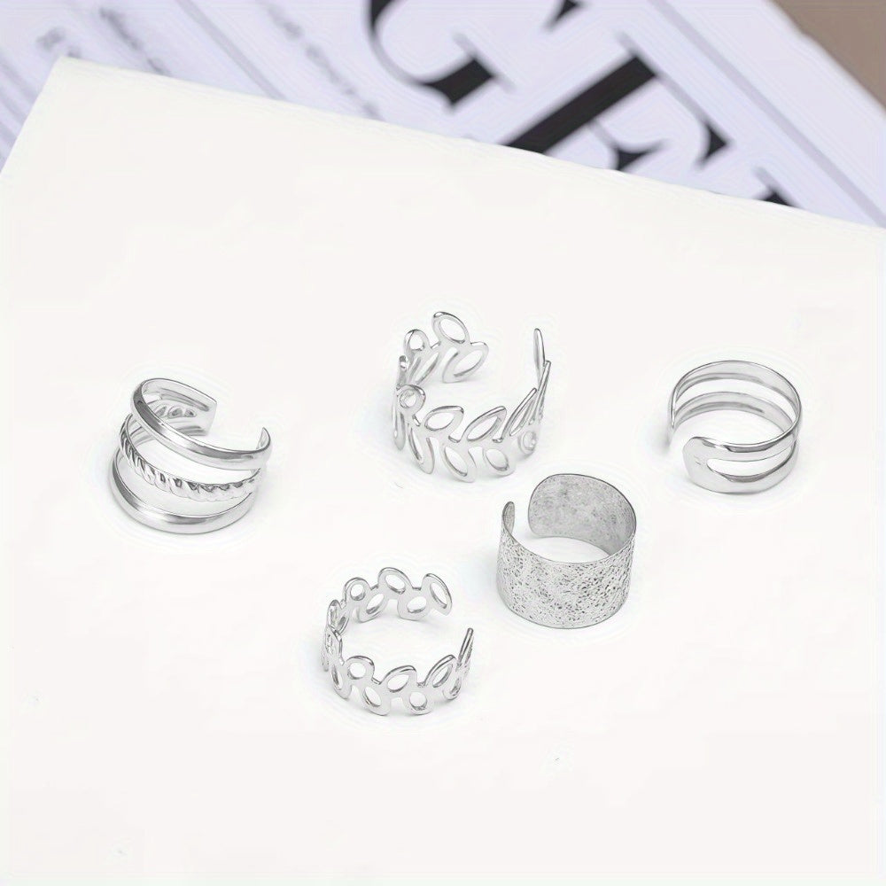Lot de 5 boucles d'oreilles clips sans perçage pour femmes, bagues d'oreille hypoallergéniques pour cartilage, argentées et dorées, empilables, aucun trou nécessaire