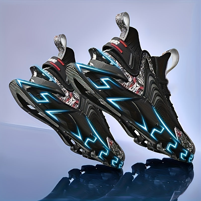 Baskets Blade pour hommes – Chaussures de sport à lacets en maille respirante avec semelle en caoutchouc, chaussures décontractées toutes saisons en noir, bleu, blanc et bleu foncé, pointures US 6–13,5