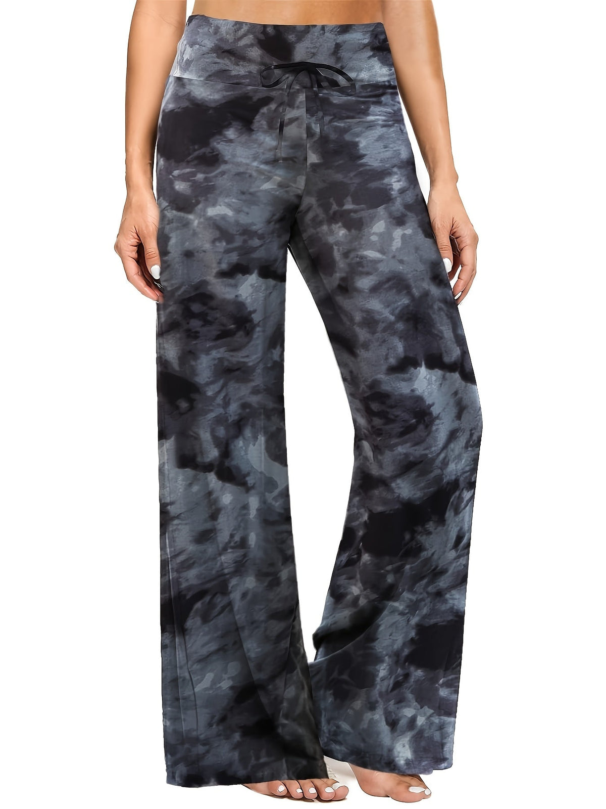 Pantalon palazzo large pour femme, lot de 4 – Pantalon fluide, extensible et décontracté à taille haute pour la plage ou la détente, pantalon habillé ample pour le quotidien, les vacances, l'été et grandes tailles – S à XXL, noir et couleurs assorties