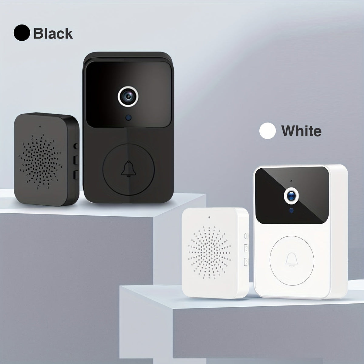 Sonnette vidéo sans fil avec caméra HD, vision nocturne, alertes de mouvement et audio bidirectionnel – Sonnette WiFi intelligente, visualisation mobile à distance, changeur de voix, batterie rechargeable, 2,4 GHz, sécurité domestique