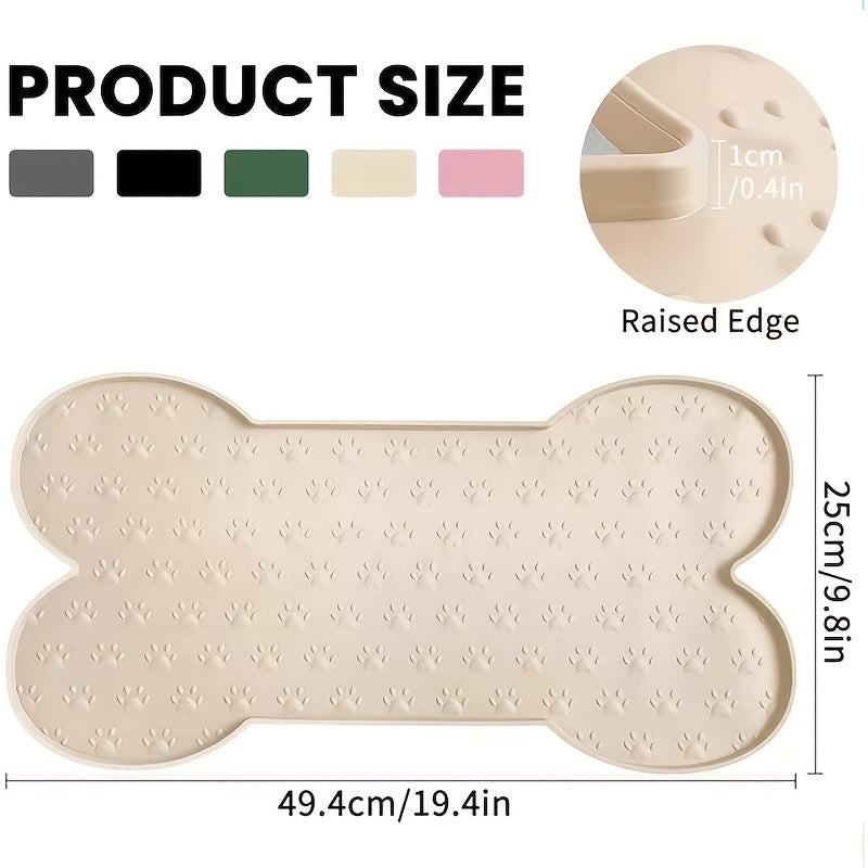 Tapis de nourrissage en silicone pour chiens – Tapis de gamelle antidérapant et imperméable facile à nettoyer – Sets de table pour gamelles d'eau et de nourriture pour chiens en noir, abricot, rose et gris