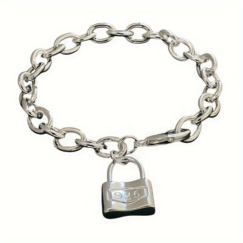 Bracelet chaîne pour femme en argent sterling 925 – Bracelet délicat à pendentif avec fermoir mousqueton style bohème coréen, hypoallergénique, léger (2 g), cadeau idéal pour elle