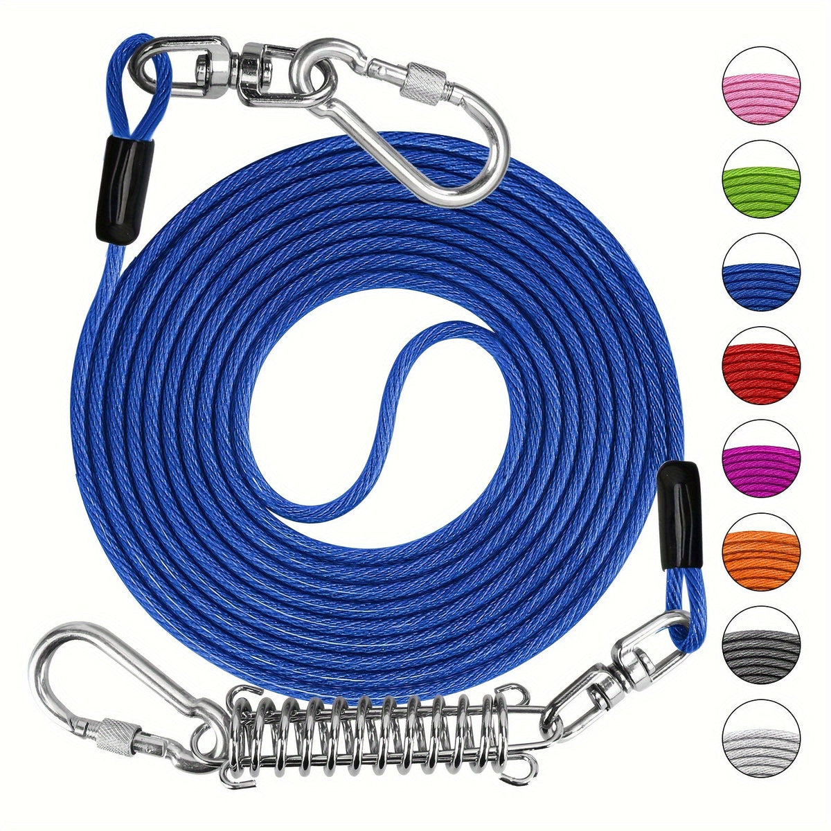 Laisse pour chien ultra-résistante de 1,8, 3, 4,5, 9, 15, 23 ou 30 mètres, câble d'attache d'entraînement pour grands chiens jusqu'à 225 kg, corde de course durable et résistante aux morsures pour le jardin