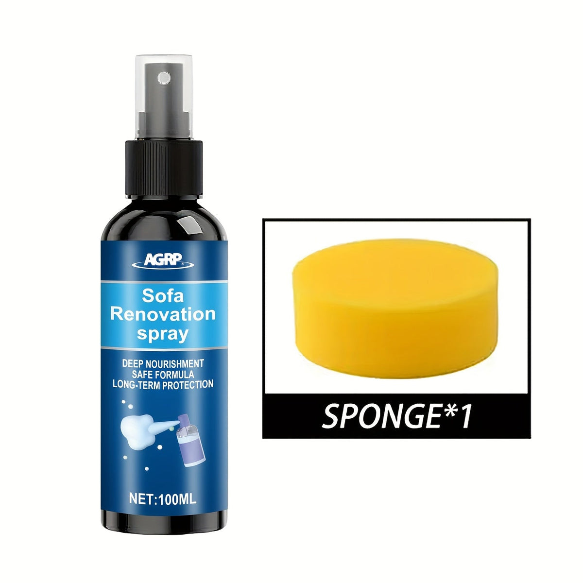 Rénovateur et restaurateur d'intérieur de voiture 100 ml – Nettoyant polyvalent pour plastique, tissu, sièges et tableau de bord, protection longue durée avec éponge applicatrice