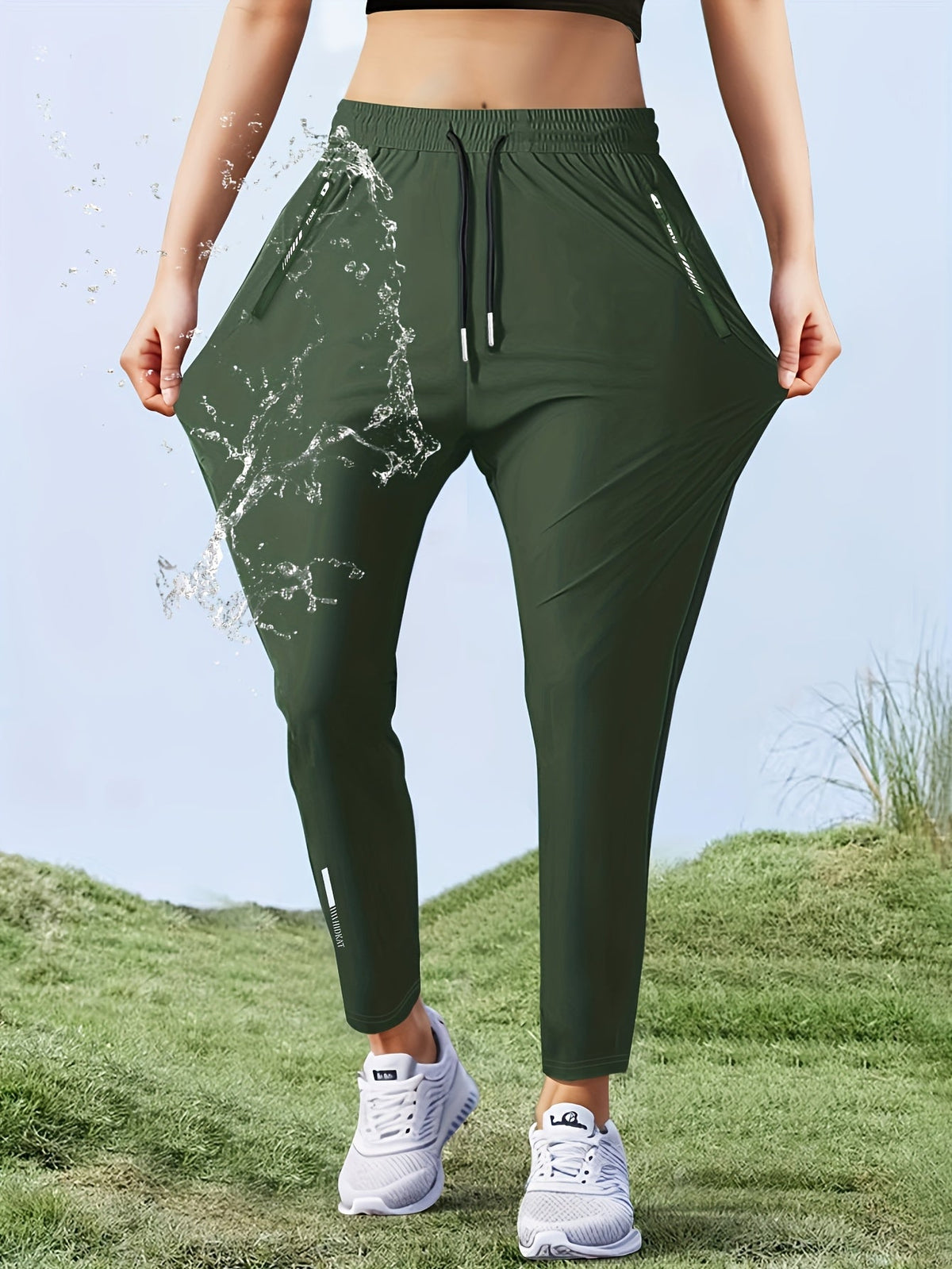 Pantalon de jogging athlétique pour femme, coupe droite, séchage rapide, haute élasticité, taille à cordon, poche zippée, pantalon de course léger et déperlant, 5 couleurs, XS-XL