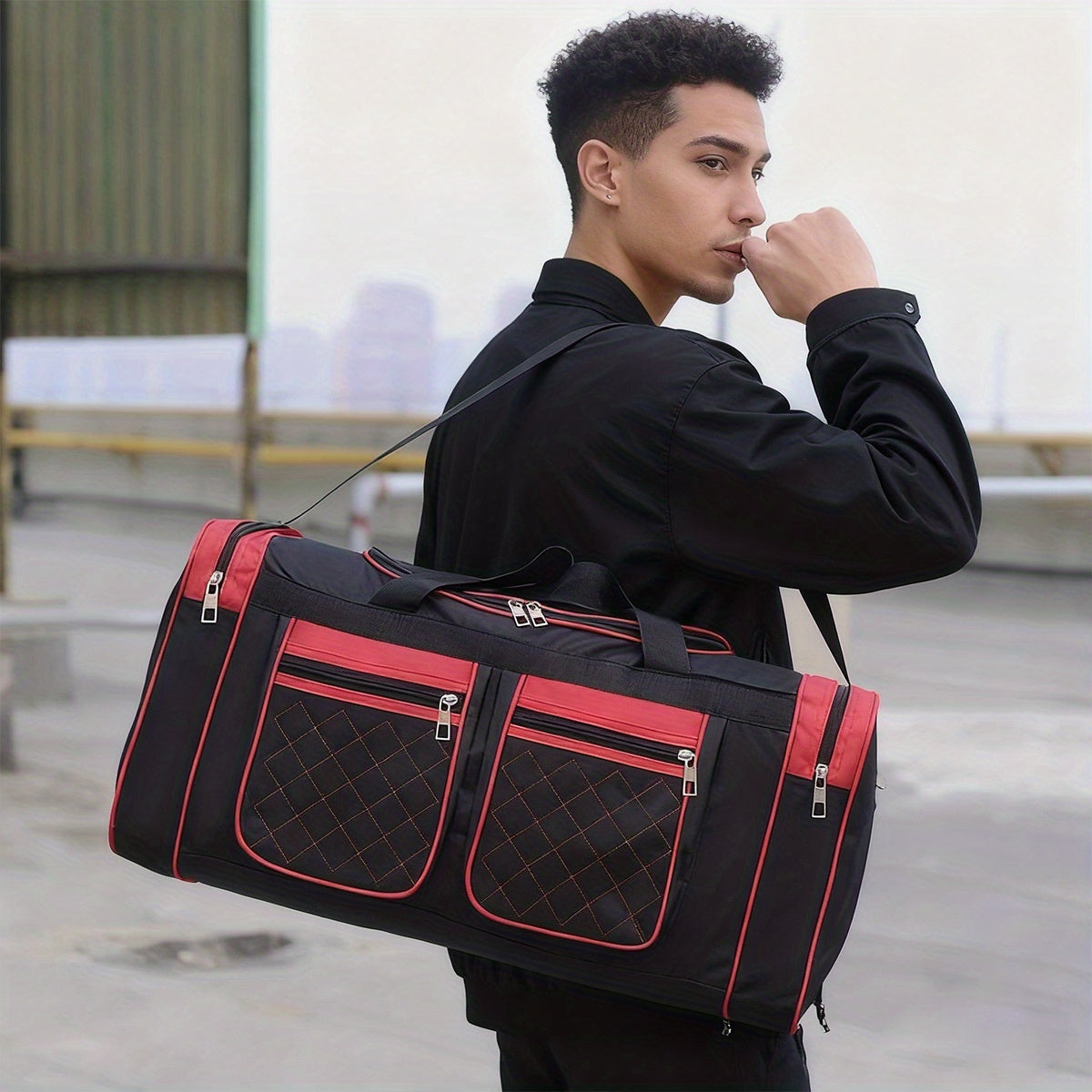 Sac de voyage grande capacité pour hommes et femmes – Sac de sport robuste multi-poches, avec bandoulière réglable et fermeture éclair pour le fitness, les escapades de week-end, les voyages d'affaires et les activités en plein air