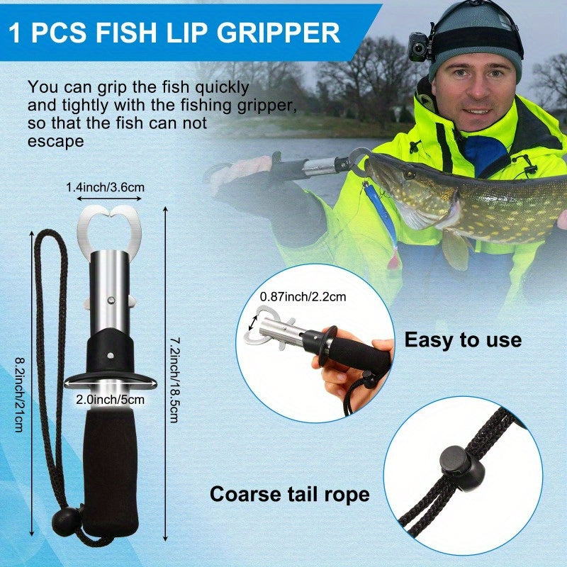 Ensemble de pinces de pêche 7 pièces : pince à poisson, décrocheur d'hameçons, écailleur, sac de rangement, acier inoxydable résistant à la corrosion pour pêche en eau douce et en mer – Cadeau de pêche pour homme