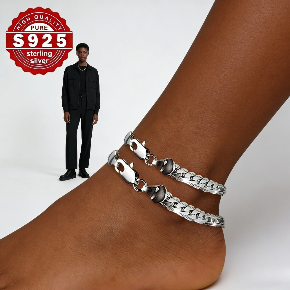 Ensemble de 2 bracelets de cheville torsadés en argent sterling 925 – Bijou de cheville minimaliste hypoallergénique pour femmes et hommes, bijou quotidien classique et élégant, chaîne de cheville unisexe, cadeau de fête idéal