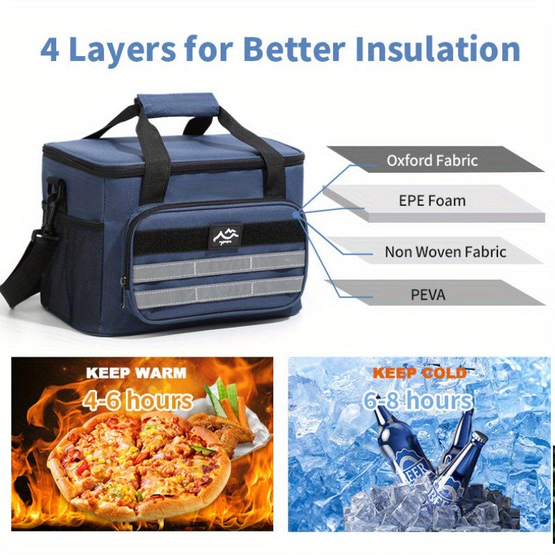 Sac isotherme grande capacité, étanche et portable pour pique-nique, camping, plage et déjeuner, sac isotherme souple et résistant avec isolation épaisse - Noir, bleu marine, gris, kaki