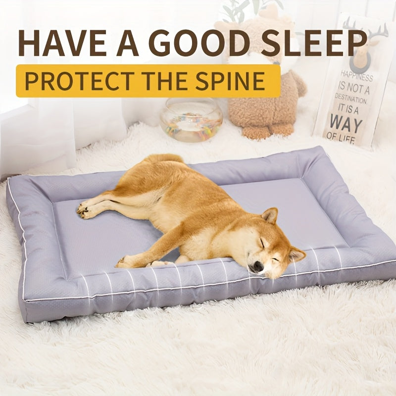 Grand panier carré pour chiens de petite à grande taille – Tapis pour animaux en polyester imprimé antidérapant, garnissage en fibre de polyester, coussin de couchage toutes saisons pour niche d'intérieur
