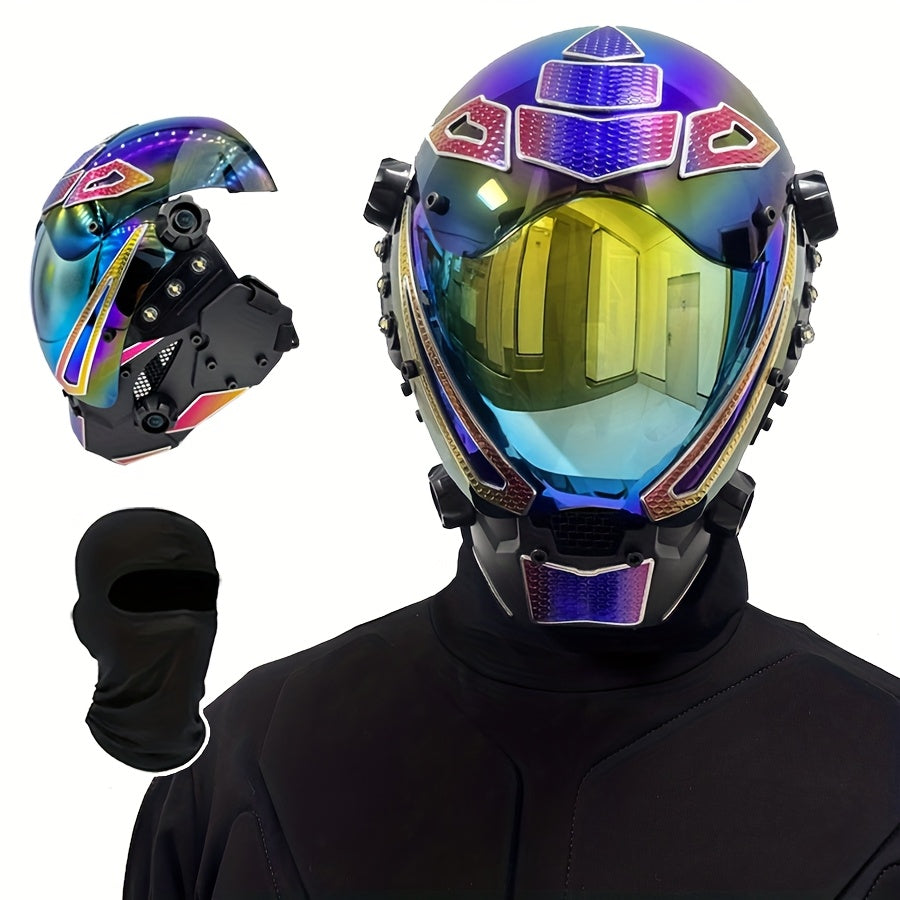 Masque mécanique cyberpunk respirant, couleur irisée AB, accessoire de tête futuriste – Accessoire de costume d'Halloween, masque de cosplay, décoration de fête, club, rave, carnaval, accessoire de scène et de photographie