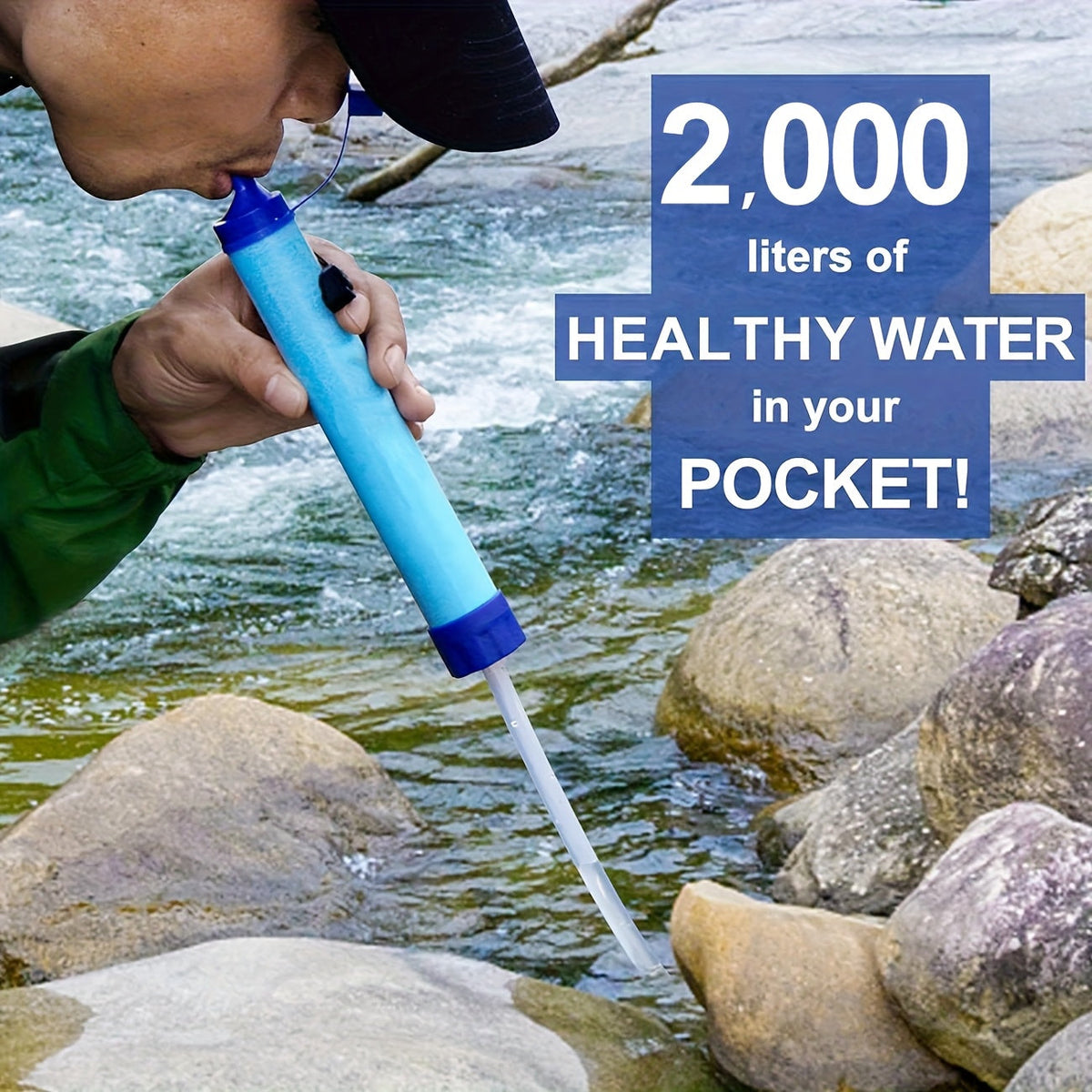 Paille filtrante personnelle, mini purificateur d'eau, équipement de survie pour la randonnée, le camping, les voyages et les situations d'urgence, paille de filtration portable éliminant les bactéries et les contaminants - Options par lot de 1, 2 et 4