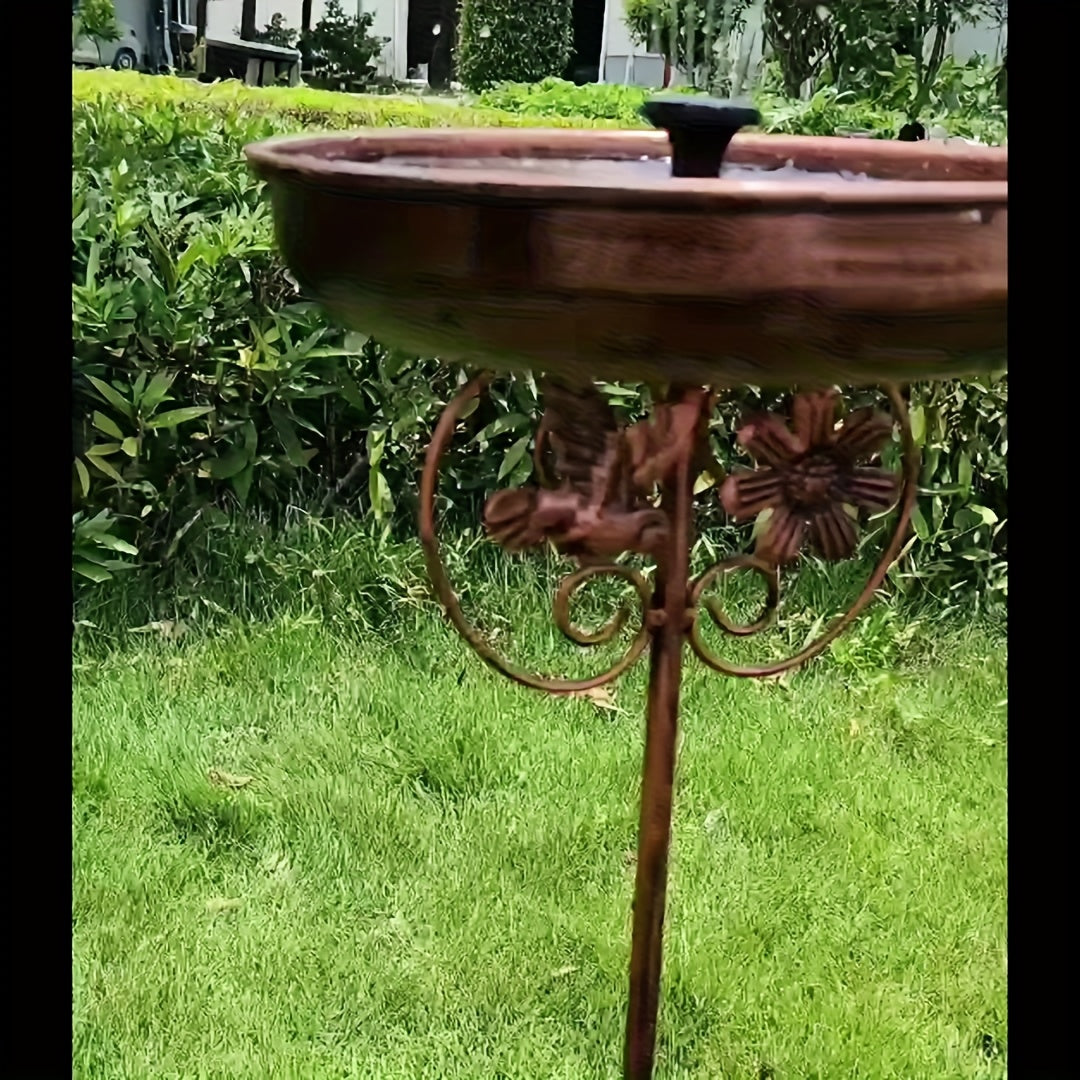 Ensemble abreuvoir et mangeoire pour oiseaux en métal, motif tournesol, base à 5 griffes, décoration de jardin résistante aux intempéries pour arrière-cour, cour, terrasse et patio