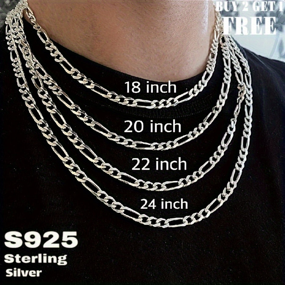 Collier chaîne Figaro en argent sterling 925 – 6 mm de large, 18 à 24 pouces, unisexe pour hommes et femmes, coffret cadeau inclus – Chaîne en argent classique pour un usage quotidien et offrir en cadeau