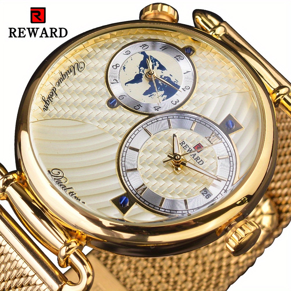 Montre à quartz vintage classique pour homme – Montre habillée élégante à cadran doré avec coffret cadeau, garde-temps analogique pour le travail, les occasions formelles et spéciales