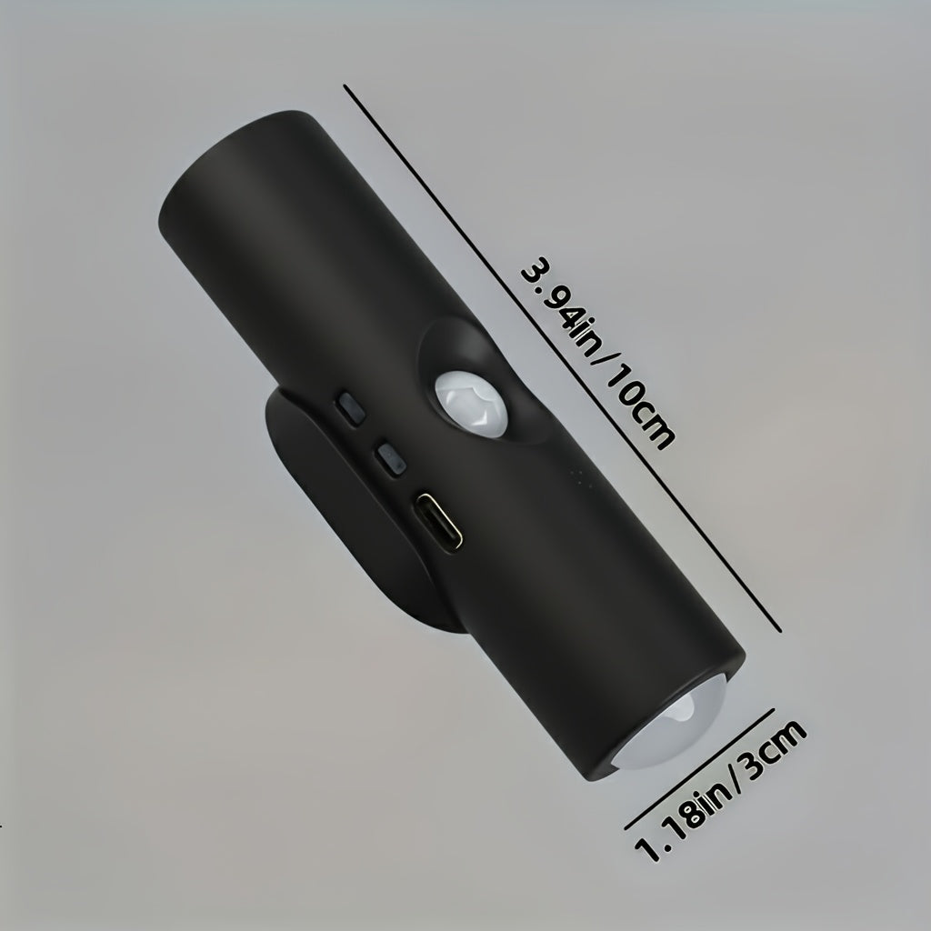 Lot de 4 appliques murales à détecteur de mouvement – Veilleuse LED magnétique, sans fil et rechargeable, double tête, 3 couleurs RVB, pour chambre, escalier, placard, armoire et intérieur de camping-car | Velora