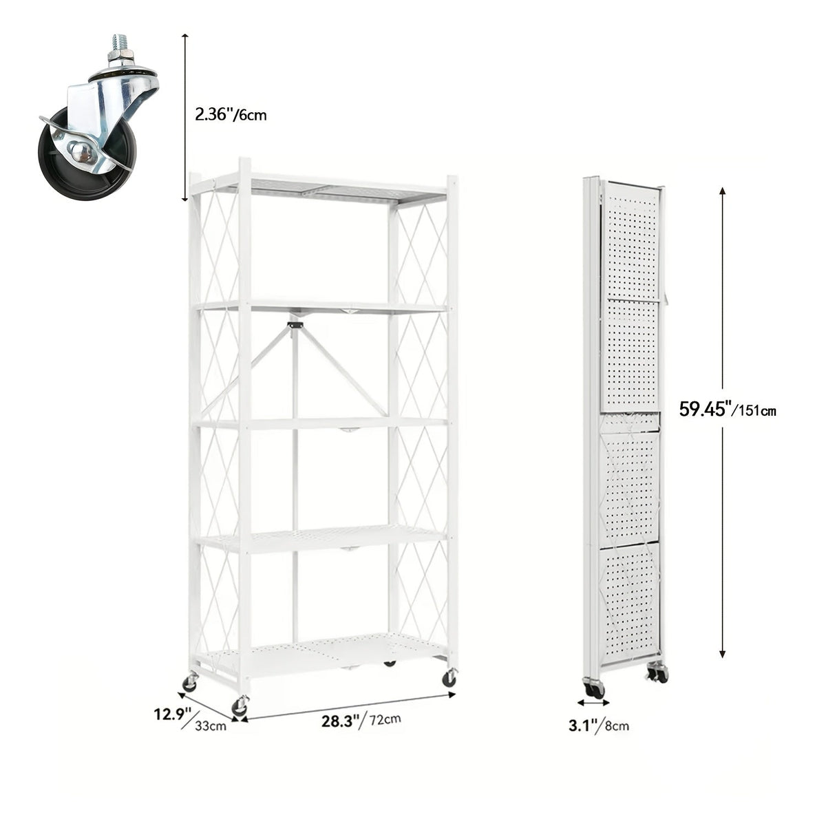 Heavy Duty Folding Storage Rack with Wheels β 3/4/5-Tier Portable Floor-Standing Shelf, No Assembly Required, for Home, Office, Bedroom & Dorm, 4 Colors Available