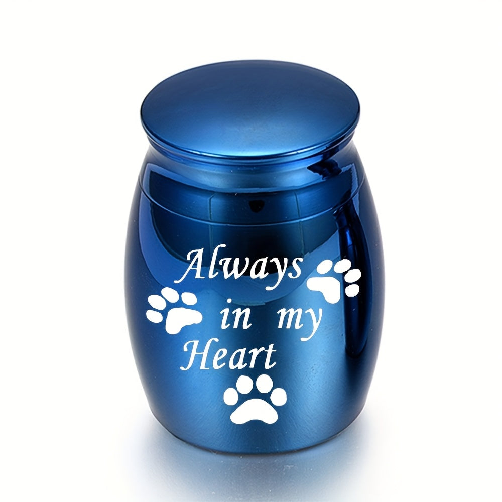 Petites urnes souvenirs pour cendres humaines et animaux - Mini urne funéraire de 1,57 pouce en alliage d'aluminium, support à cendres commémoratif « Always in My Heart », 6 couleurs disponibles