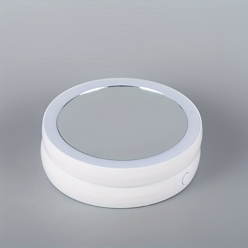 Miroir de maquillage LED avec grossissement 10X – Miroir de courtoisie double face éclairé, LED lumineuses, alimentation USB et piles, miroir de table facile à transporter pour salle de bain, chambre et coiffeuse