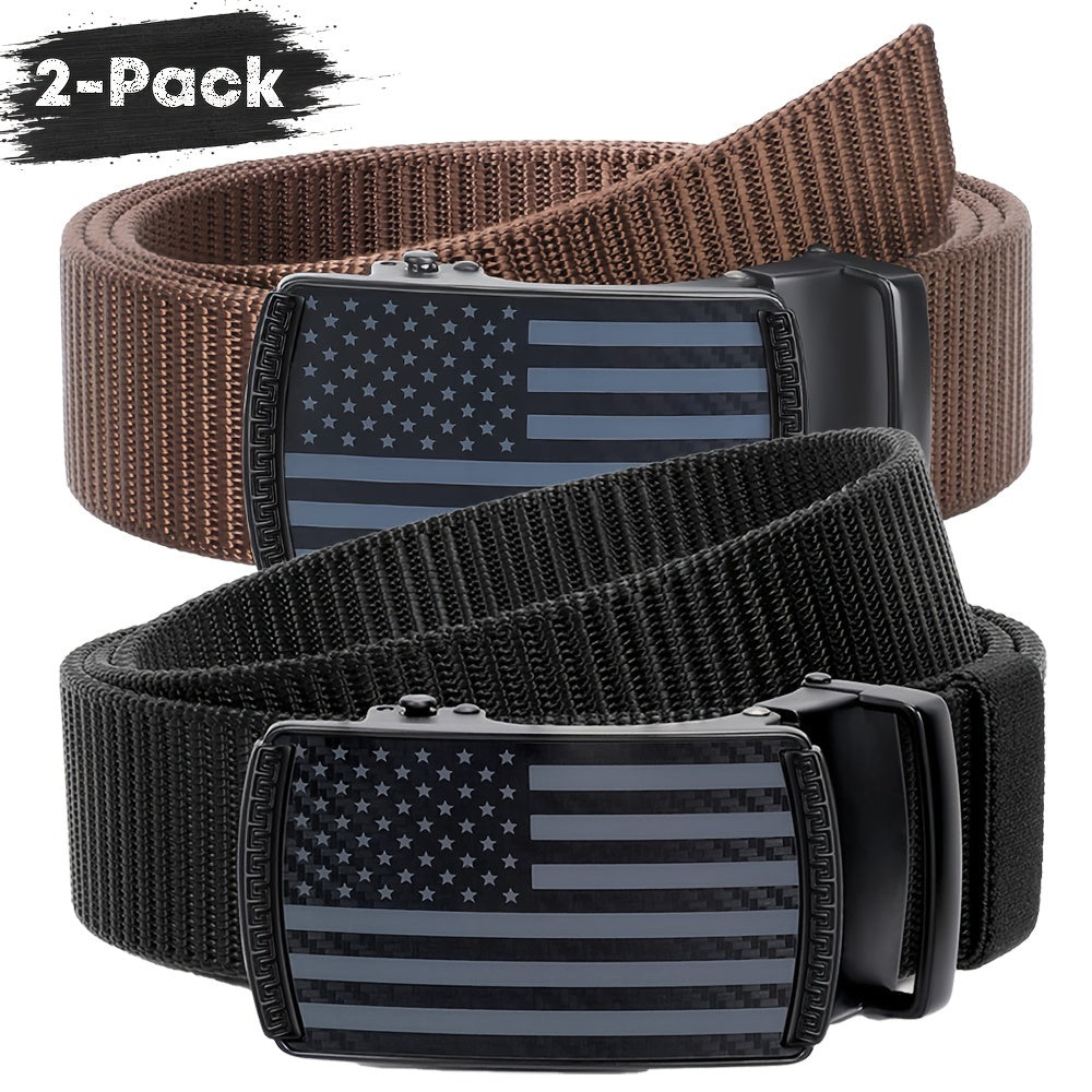 Ceinture de golf automatique en nylon pour homme avec boucle automatique en alliage de zinc – Ajustable pour tours de taille de 76 à 117 cm, ceinture habillée décontractée pour le golf, le travail et le quotidien, disponible en noir café et noir gris.